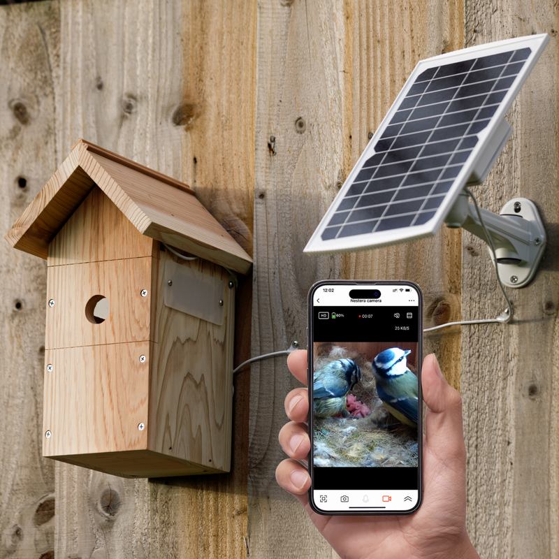 Nichoir avec caméra WiFi et panneau solaire – Gardenature